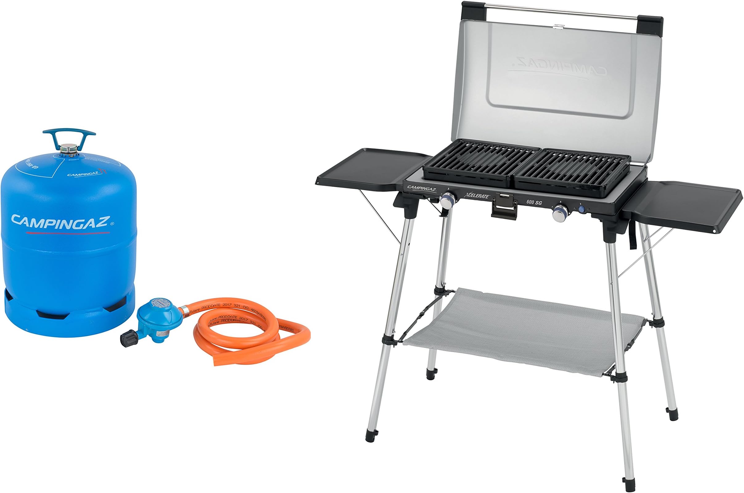 Campingaz R907 Empty Gas Cylinder, 2.75 Kg Gas Capacity, Incl. Hose and 29mbar Regulator, for Use With Any Two Burner Stove, International Exchange Service
