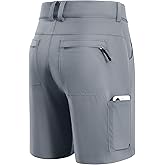 FitsT4 Sports Mens Shorts 7 Inch Inseam Stretch Water Resistant Hiking Cargo Shorts with Elastic Waistband