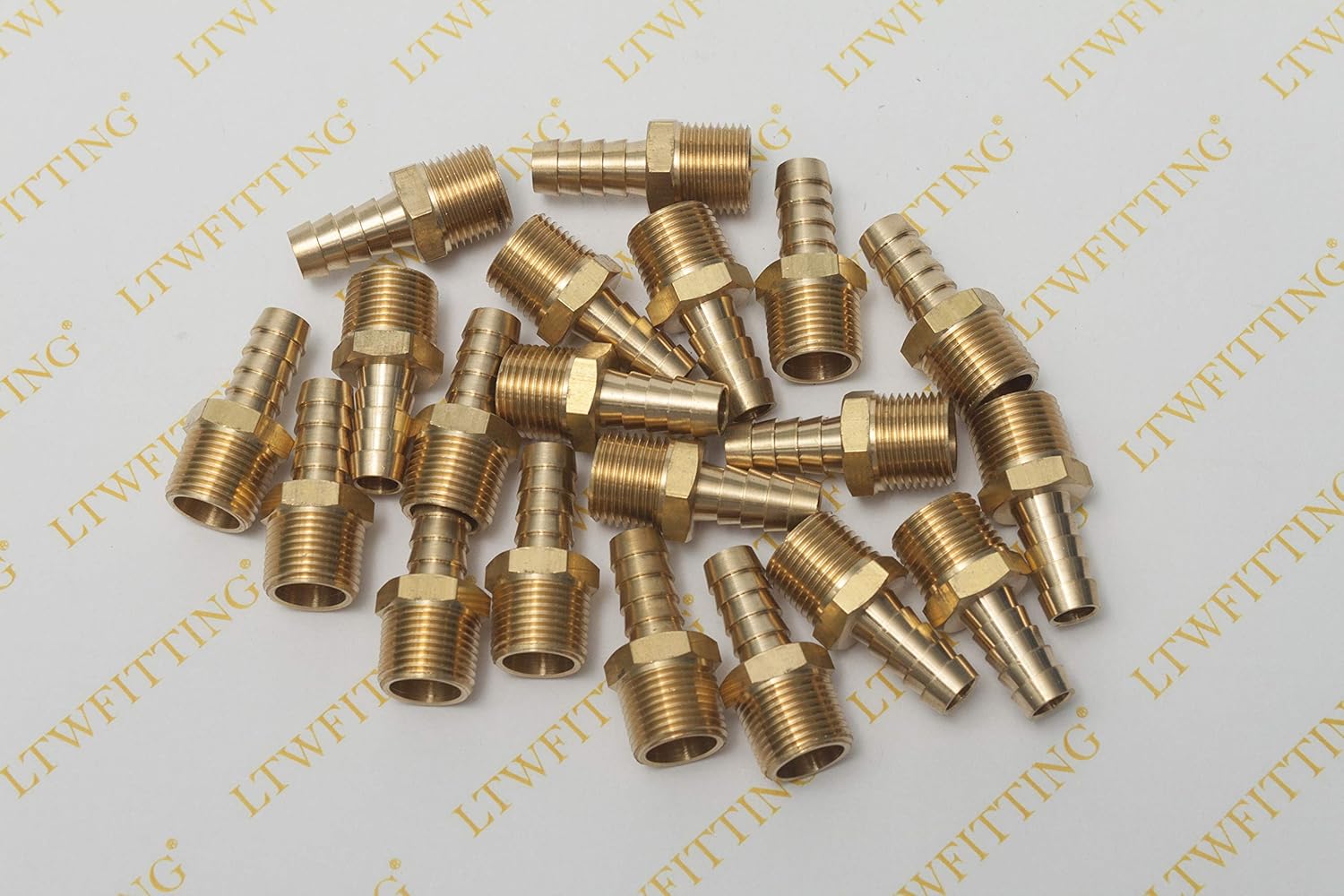 LTWFITTING Brass 3/8-Inch Male BSPT x 10mm Hose Barb Coupler Adapter Fitting for Vehicle Fuel System HVAC System (Pack of 25) - Image 3
