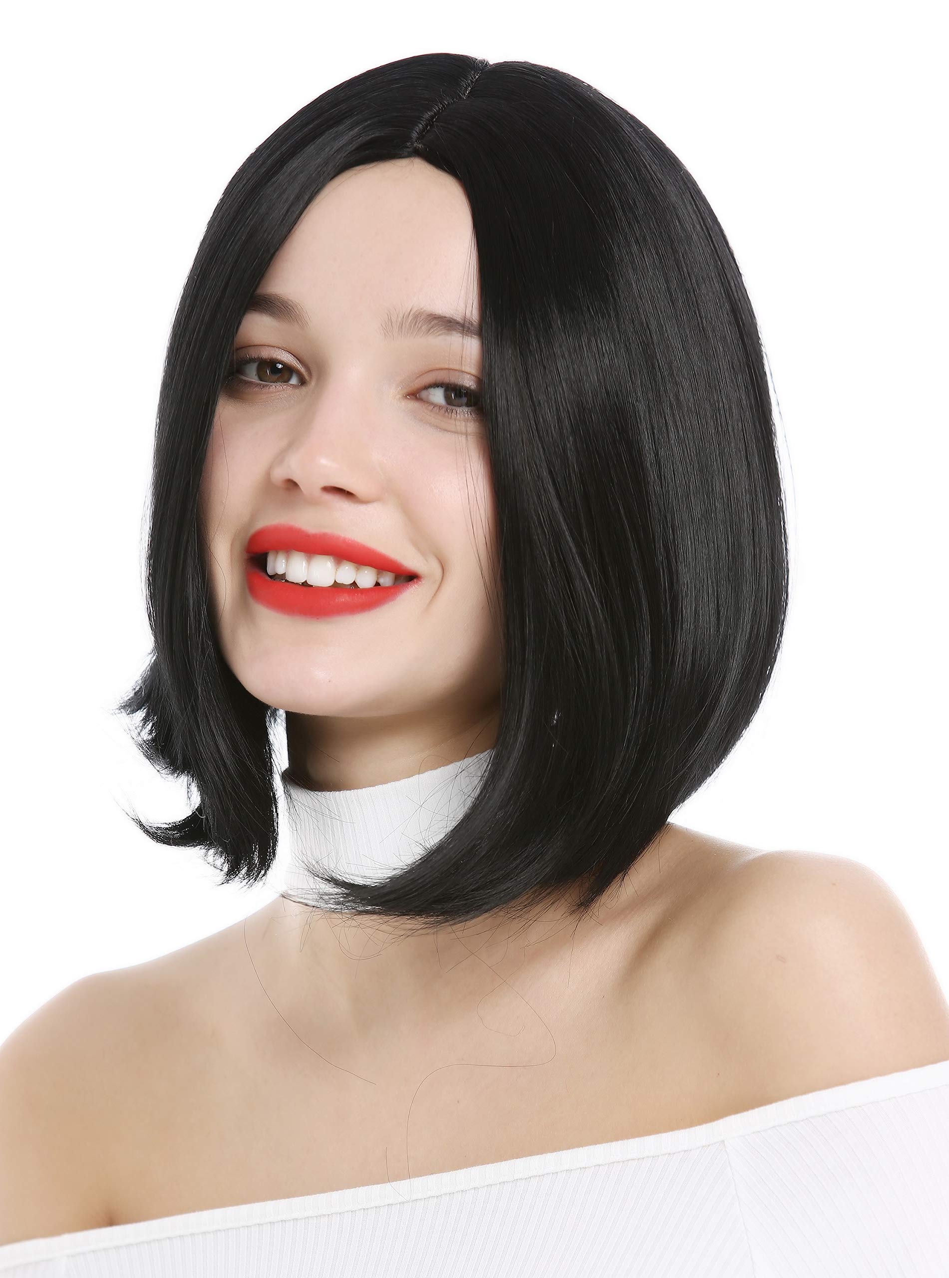 WIG ME UP - YZF-4367-1 Short Lady Wig concave Bob Longbob choppy cut middle-parting black