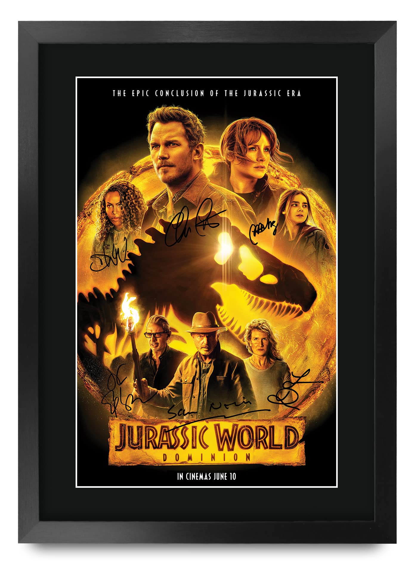 HWC Trading FR A3 Jurassic World 3 Dominion Chris Pratt Gifts Printed Poster Signed Autograph Picture for Movie Memorabilia Fans - A3 Framed