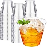 RACETOP 200 Pack 9 oz Clear Plastic Cups for Party, Disposable Clear Cup, Disposable Cups, Wine Glasses Cups, Plastic Cocktail Glasses