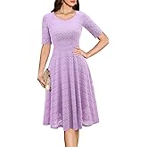Dressystar Women's Short Sleeve Lace Wedding Guest Dress V Neck A Line Formal Cocktail Evening Party Dresses 2025