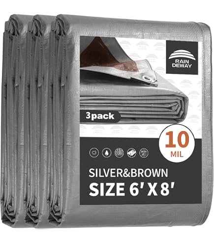8 Pack Heavy Duty Tarps - 4x6 Ft Waterproof PE Covers For Camping, Cars, Patio