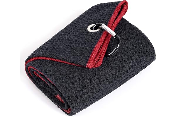Mile High Life Tri-fold Golf Towel | Premium Microfiber Fabric | Waffle Pattern | Heavy Duty Carabiner Clip | 14 Color Option