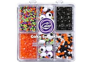 KERCKY Halloween Sprinkles Edible, 5oZ Fall Eyeball Sprinkles for Cake Decorating with White Black Orange Confetti Nonpareils Jimmies and Sugar, Cupcakes Cookie Ice Cream Baking Toppings