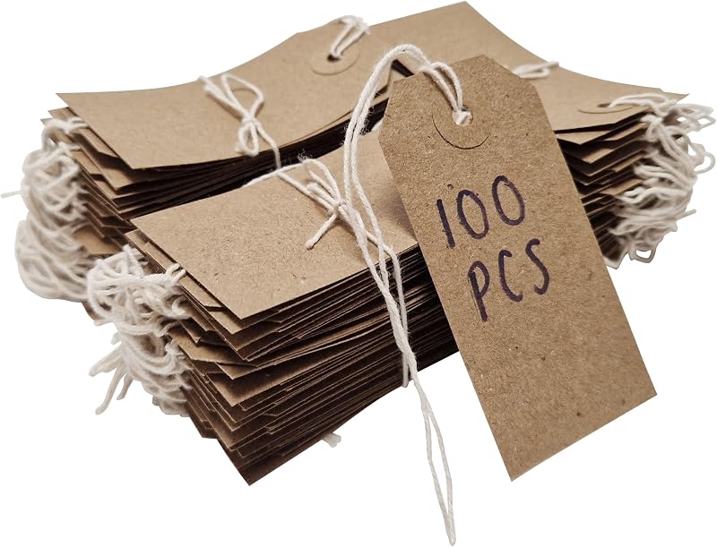 Swift Brown Reinforced Kraft Card Parcel Tags 108x54mm Pack of 100