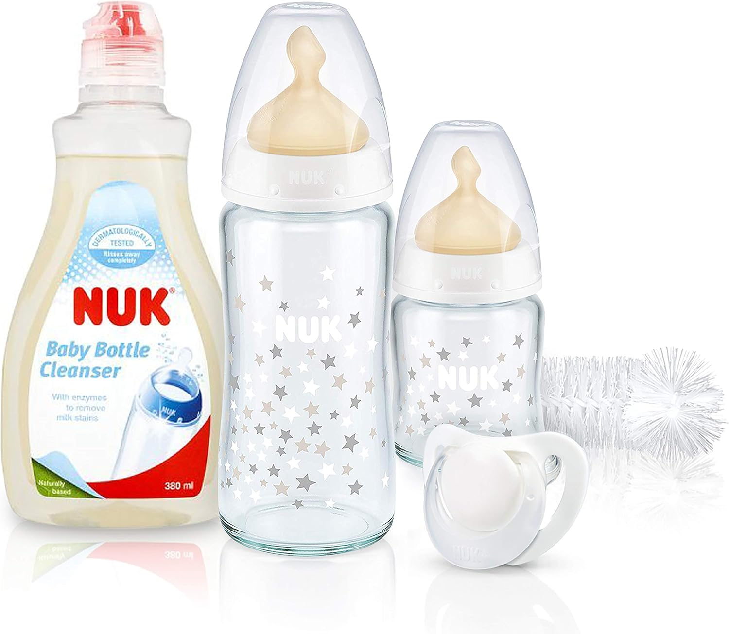 NUK First Choice Glass Baby Bottle, AntiColic, 06 Months Latex Teat