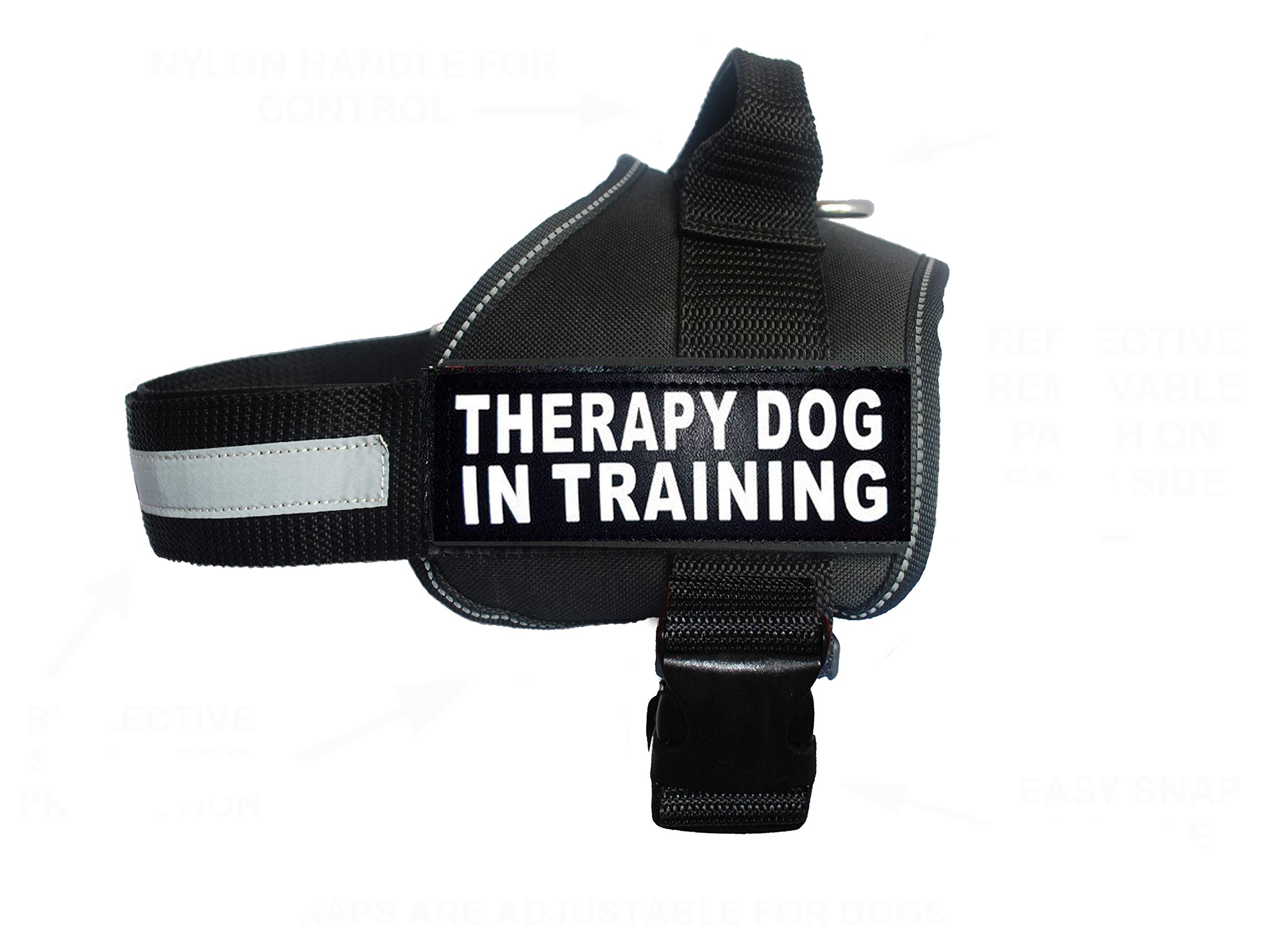 Doggie Stylz Therapy Dog in Training Nylon Dog Vest Harness. Purchase Comes with 2 Reflective Therapy Dog in Training pathces. Please Measure Your Dog Before Ordering (Girth 19-25", Black)