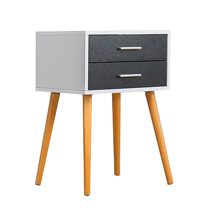 Cherry Tree Furniture Black White 2 Drawer Bedside Table