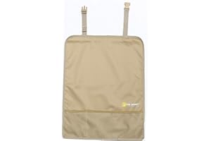 TIKE SMART Luxury Clean-Edge Kick Mat w/Mesh Pocket - Seat Back Protector and Seat Cover with Invisible Strap and Stiff Edging - Light Tan/Light Beige (1 Mat)