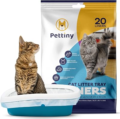 Pettiny 20 Cat Litter Tray Liners with Drawstrings Extra Strong 87 x 41 cm