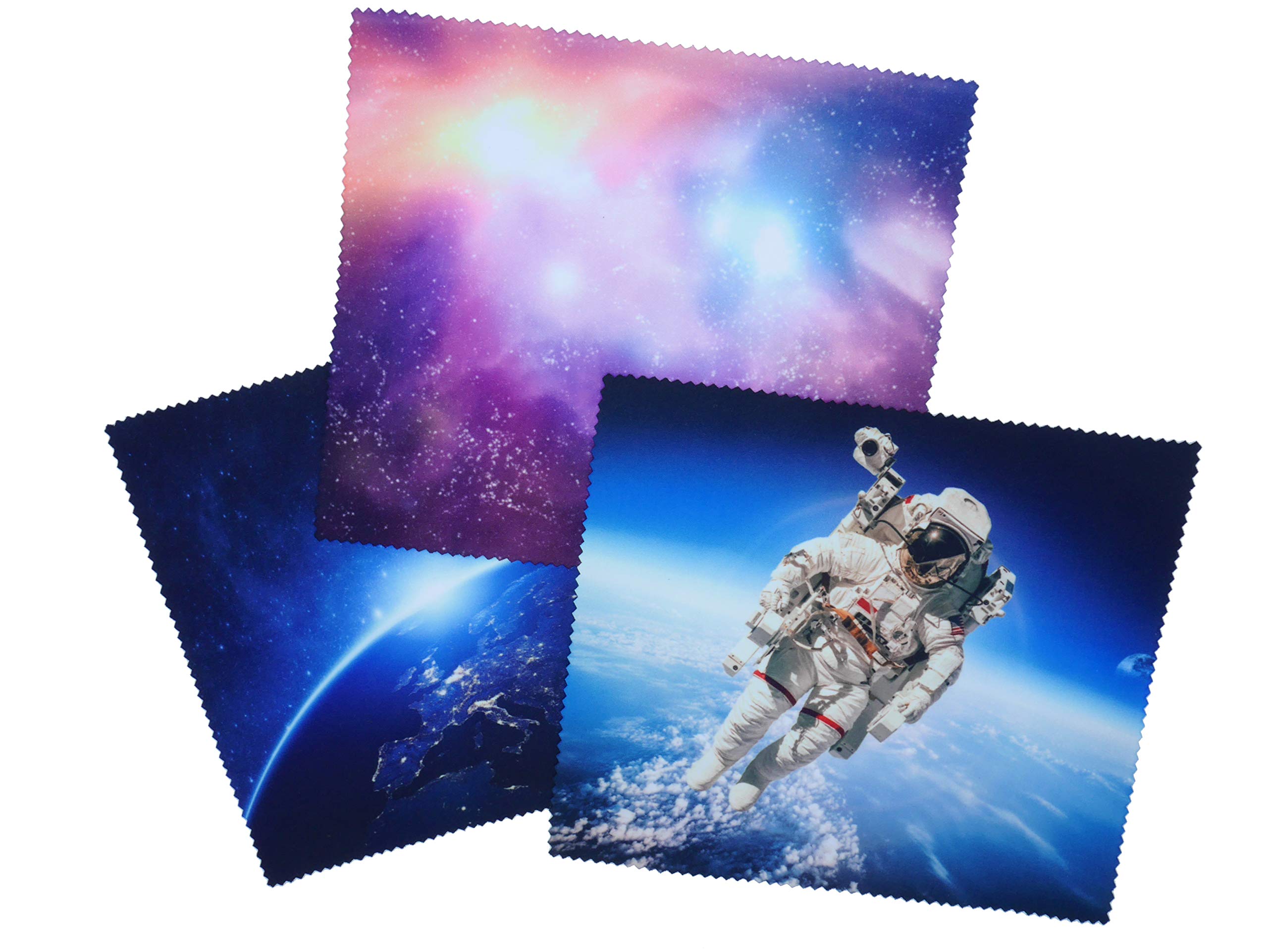 Go Optical Microfiber Glasses Spectacle Phone Lens Screen Cleaning Cloths Space Theme X 3 Microfibre (3pc Mixed Pack)