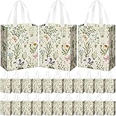 Supervitae 24 Pack Wildflower Theme Gift Bags Medium Goodie Floral Party Favor Bags Vintage Reusable Totes Non Woven Totes for Wedding Birthday Baby Shower Family Holiday Travel(9.8" x 7.9" x 3.9")