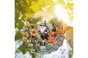 64DECALS 64memory Garden Gnome Wind Spinner, Garden Gnome Wind Spinner Hanging for Yard and Garden, Unique Gift Wind Spinner, 3D Hanging Wind Spinner Outdoor, Cute Garden Gnome Wind Spinner