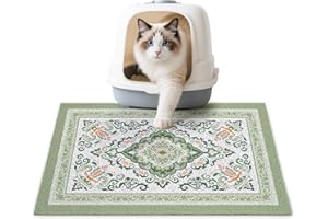 Unicorn Catcher Cat Litter Mat 24" x 15" Non-Slip Litter Box Mat Washable Litter Catcher Mat for Litter Box Indoor Food Mat Supplies Essentials, DarkSeaGreen