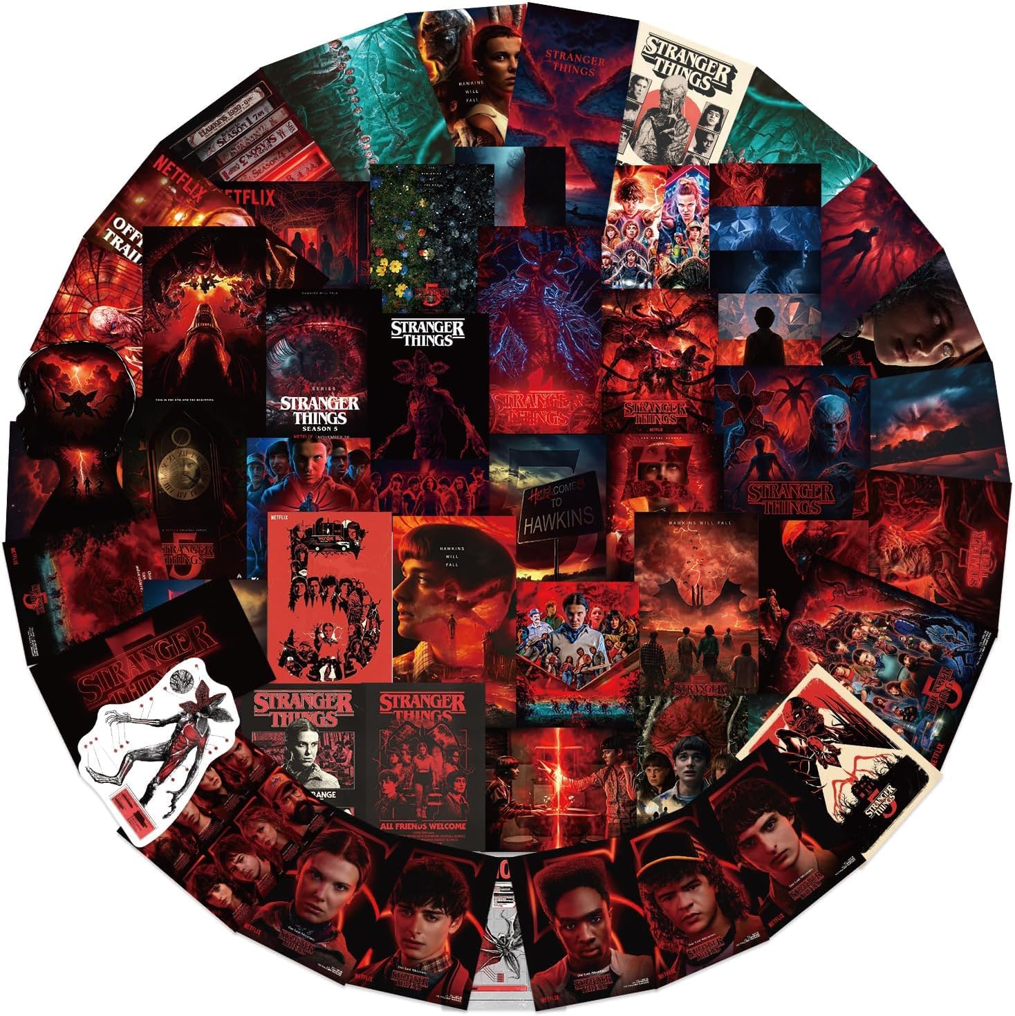 54 PCS Stranger Funny Stickers for Kids,Hot American TV Series Stickers for Water Bottle Laptop Phone Scrapbooking Journaling for Adults Teens for Party Supply Favor Decor