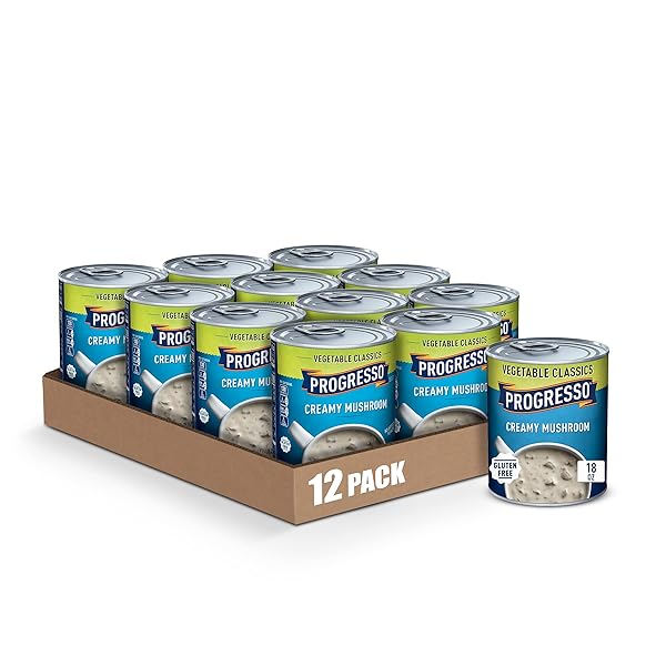 PROGRESSO VEGETABLE CLASSICS, CREAMY MUSHROOM CANNED SOUP, GLUTEN FREE, 18 OZ. (PACK OF 12)