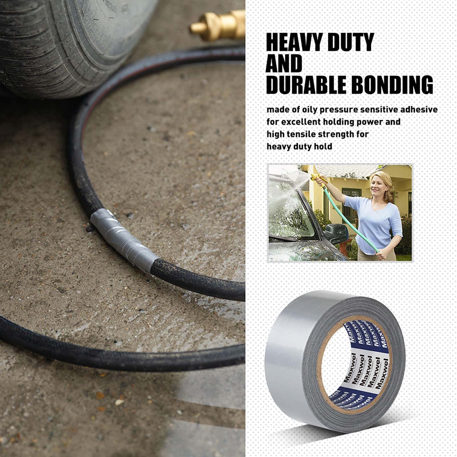Duct Tape Heavy Duty Waterproof - 1.88 in 35 Yards Tearable Silver Duct Tape No Residue Strong Adhesive for Home Repair Use,Carpet Binding,Bundles