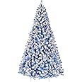 Best Choice Products Pre-Lit Blue Christmas Tree, 4.5ft Artificial Flocked Full Fir Tree, Holiday Decoration w/ 200 Lights, 400 Branch Tips