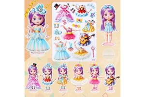 PAINZIETEG Magnetic Dress Up Dolls,Paper Dolls for Girls Ages 4-10,DIY Princess Magnetic Dress-Up Doll Pretend Play Set, Great for Girl Birthday (Joy)