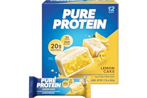 Pure Protein Bars, High Protein, Nutritious Snacks to Support Energy, Low Sugar, Lemon Cake, 1.76 oz, 12 Count (Pack of 1)(Packaging May Vary)