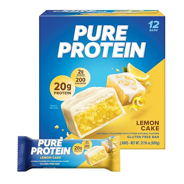 PURE PROTEIN PURE PROTEIN BARS, HIGH PROTEIN, NUTRITIOUS SNACKS TO SUPPORT ENERGY, LEMON CAKE, 12 COUNT, 12 COUNT