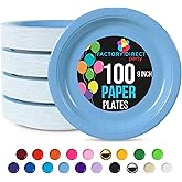 Exquisite Party Solids Light Blue Paper Plates Disposable Heavy Duty 9 Inch Light Blue Disposable Plates For Party 100 Pcs Heavy Duty 350 GSM, Birthday Supplies