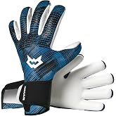 WVVOU Goalkeeper Gloves for Adult Youth, Breathable Professional Soccer Goalie Gloves with 4+3mm Sticky Latex Palm, Guantes De Portero for Training (BlackBlue Durable Latex, 8)