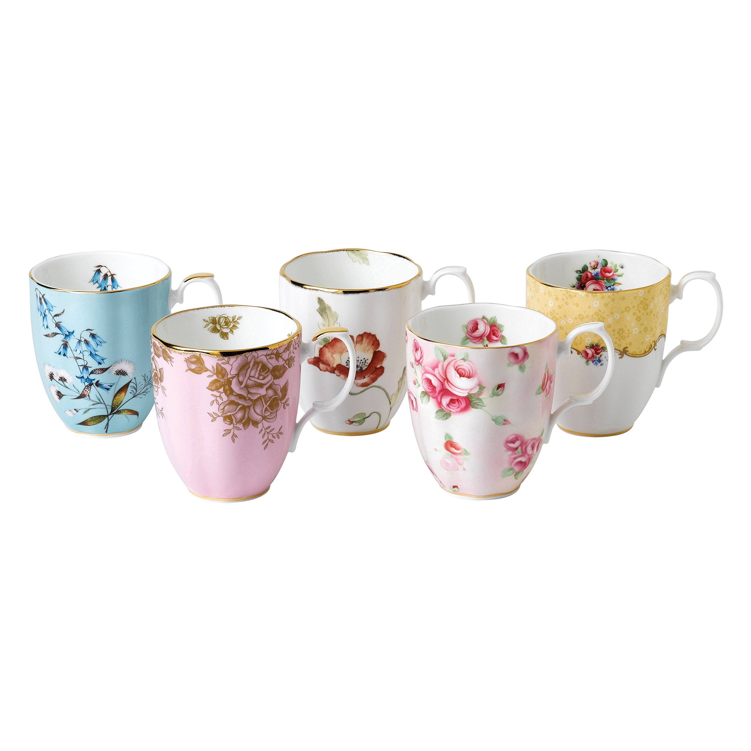 Royal Albert 100 Years 40017527 1950-1990 Mug 0.4Ltr/14.1 Floz, Set of 5 Multi, Bone China