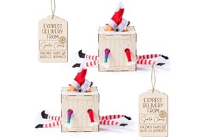 BkeeCten 16PCS Christmas Elf Crate Wooden Arrival Box Shipping Box Delivery Crate Decorative Boxes