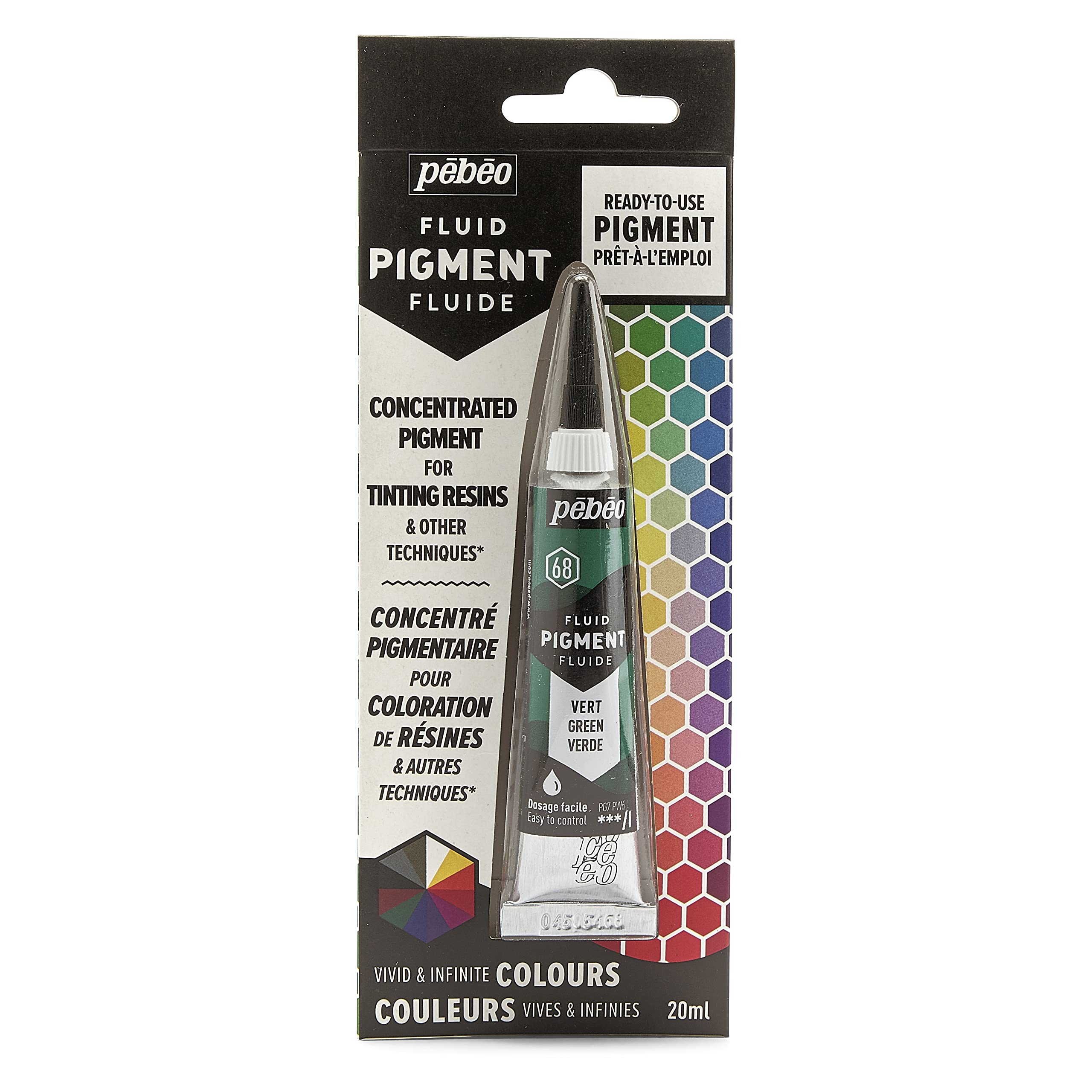 Pebeo Fluid Liquid Pigment Concentrate Resin-Mixable Colours-Opaque or Transparent Effect-Natural Origin-Green-20 ml, Green