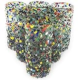 Dos Sueños Hand Blown Mexican Tequila Glasses – Set of 6 Confetti Design Tequila Shot Glasses (2 oz each)