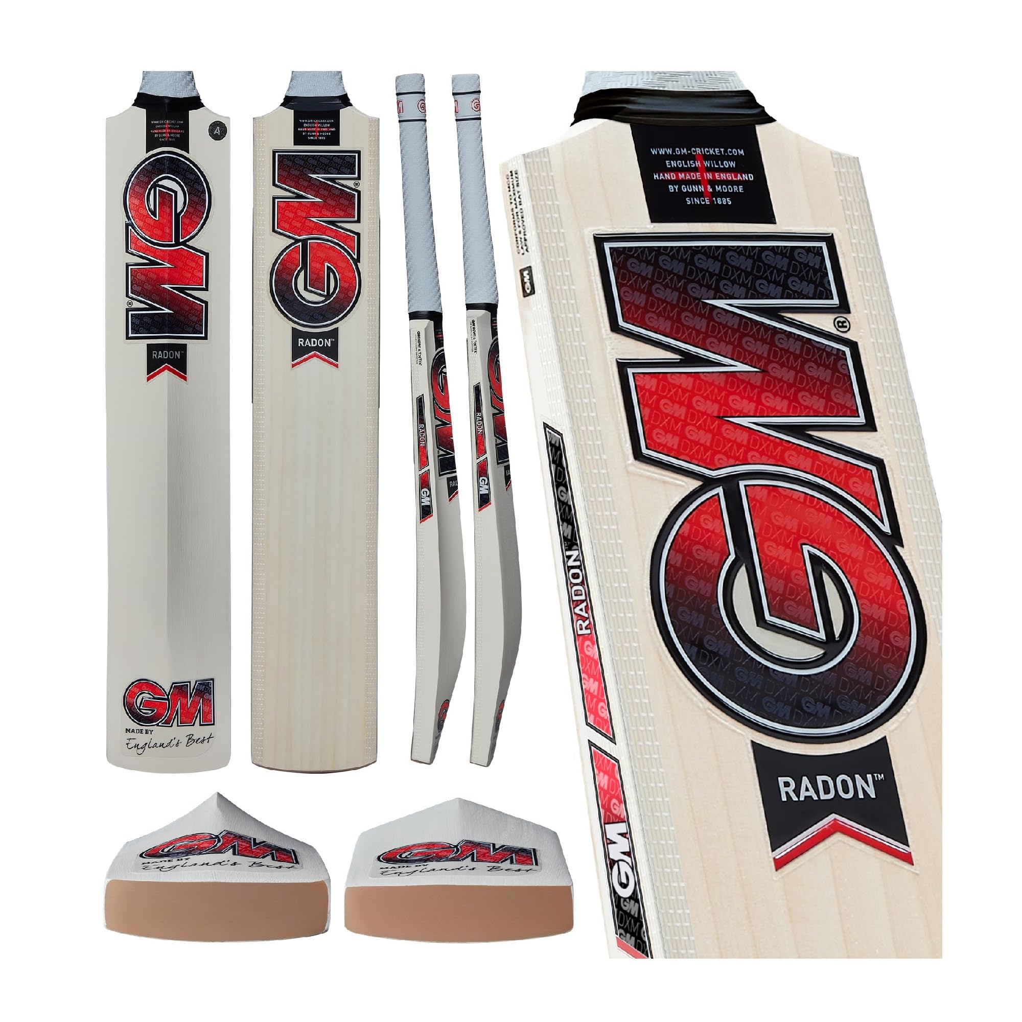 GM | Cricket Bat | Radon | Prime English Willow | DXM, ToeTek, Grained DuraCover | Harrow Size Suitable for Players 163-168cm / 5' 4" - 5' 6" | Gunn & Moore