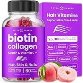 NutraChamps Biotin Gummies 10,000mcg with Collagen, Keratin &amp; More &ndash; Hair Skin and Nails Vitamins for Women &amp; Men &ndash; Support Normal Hair Growth Cycle - Enhanced with Vitamin C, D3, Zinc