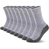 Heatuff 8 Pairs Mens Cushioned Crew Socks, Moisture Wicking Athletic Work Socks