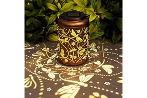 OUDDY MODE Christmas Gifts for Woman, Dragonfly Solar Lanterns Outdoor Waterproof Dragonfly Gifts, Metal Hanging Lanterns for Yard Garden Decor
