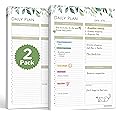 CRANBURY Daily Planner Notepads 5.5x8.5" (2-Pack, Leafy), 54 Tear-Off Pages, Daily Planning Scheduler, Time Block Planner Note Pad with Space for To-Do List, Priorities, Notes