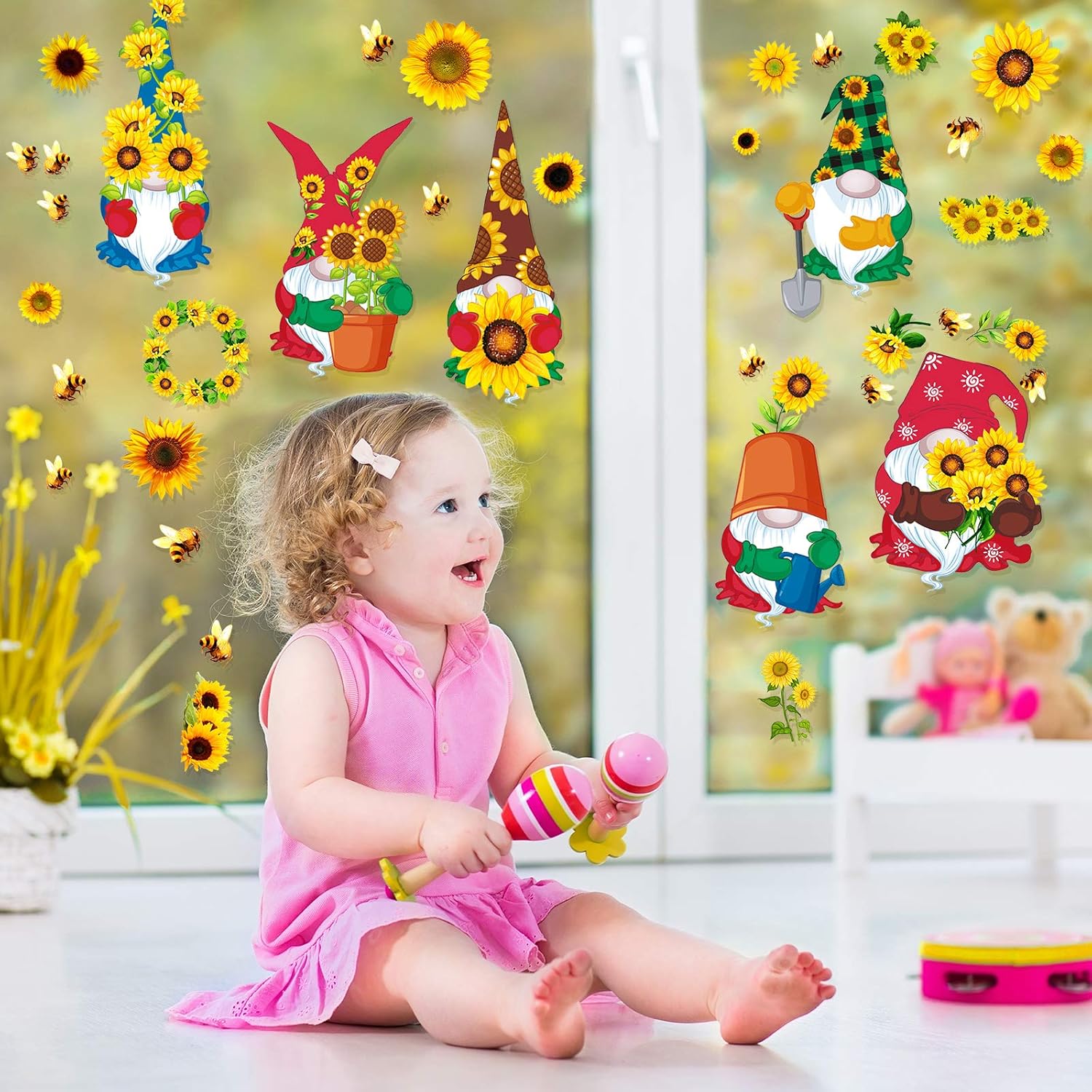 43 Decoraciones de Pegatinas de Ventana con Patrones de Girasol de