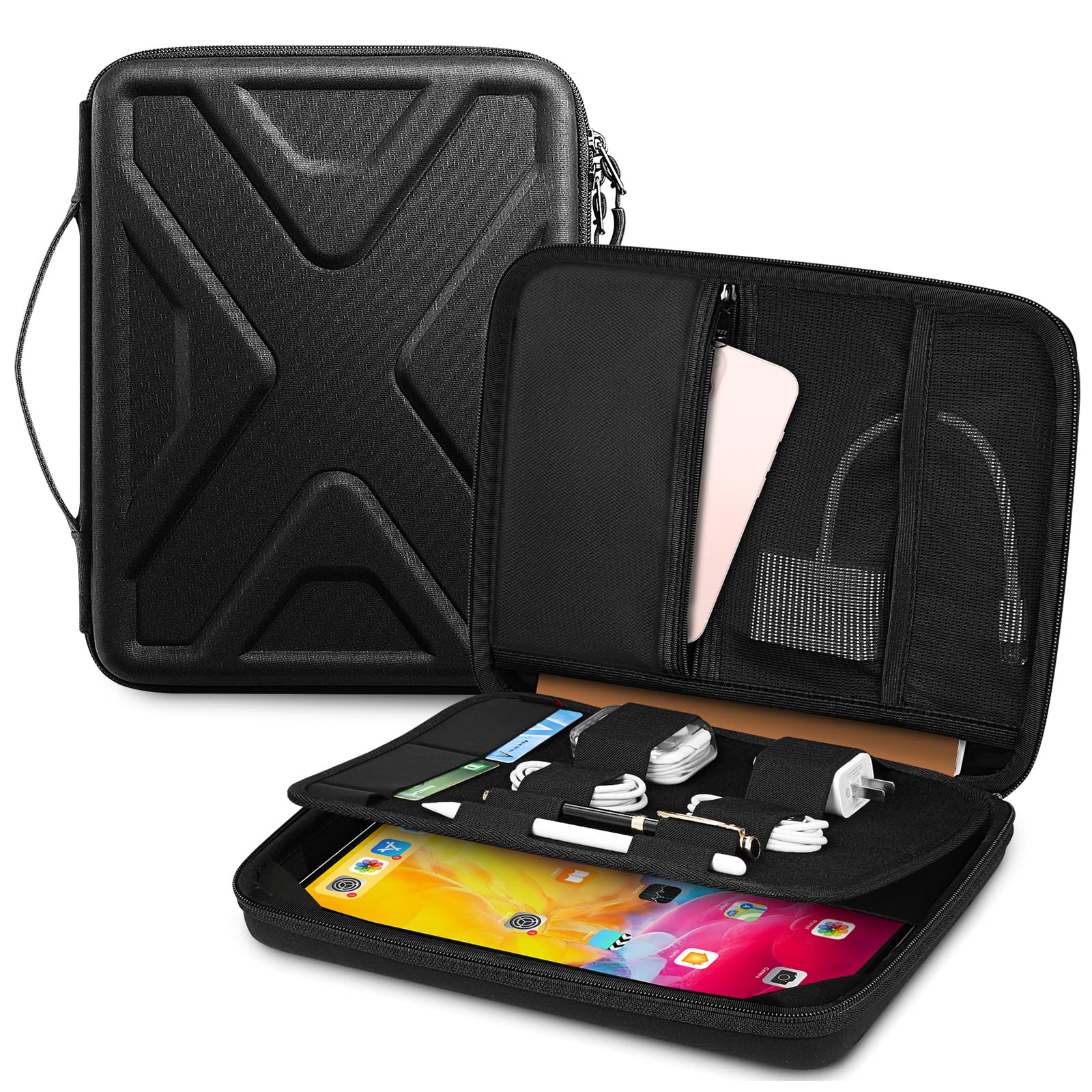 SITHON Portfolio Sleeve Case for 13-inch iPad Air 2026 (M4/M3/M2), 13” iPad Pro M5/M4, 12.9'' iPad Pro M2/M1, Microsoft Surface Pro 12, Protective Tablet Carrying Bag with Electronics Organizer