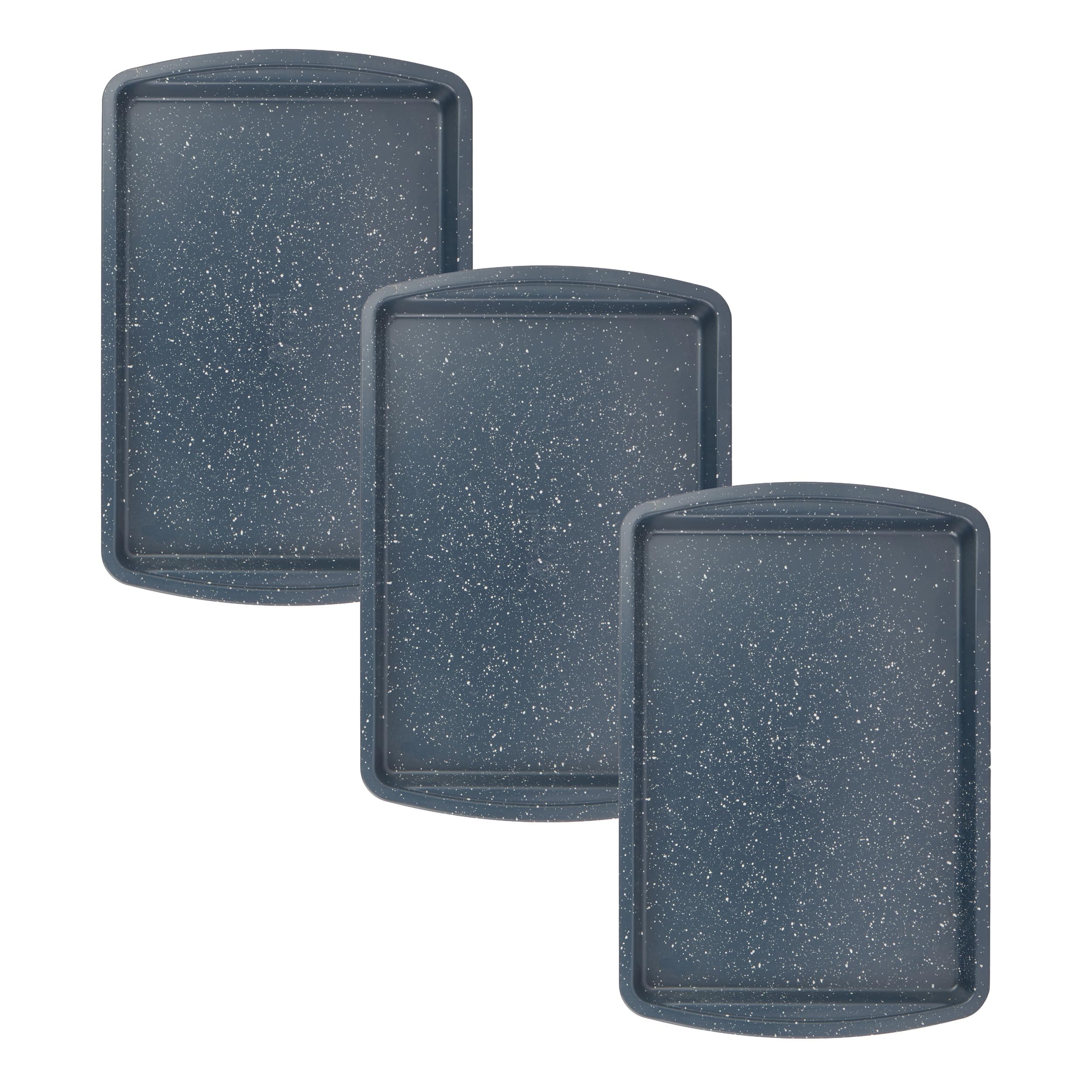 Russell Hobbs COMBO-8615A Nightfall Stone 38 cm Baking Tray Set - Set of 3 Non-Stick Oven Tray, Oven Safe Up to 220°C, Oven Sheet for Biscuits, Cookies & Chips, Carbon Steel Bakeware, PFOA Free, Blue