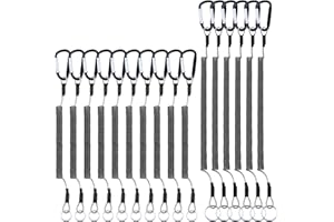 Awpeye 15Pack Fishing Tools Lanyard, Retractable Safety Finishing Ropes Wire Coiled Lanyard with Stainless Steel Clip