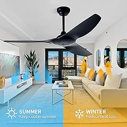 HUMHOLD 52" Ceiling Fan no Lights with