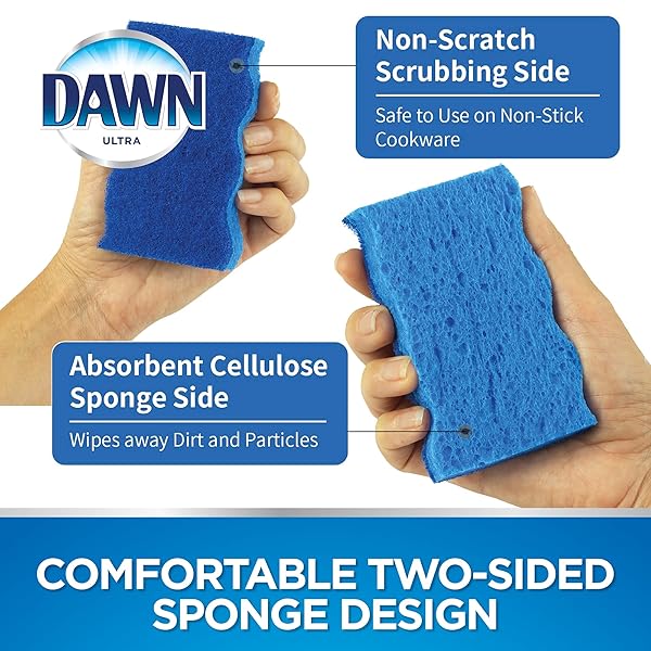 DAWN NON-SCRATCH KITCHEN DISH SPONGES, BLUE (PACK OF 6)