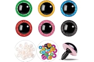 Nelytiya Safety Eyes 60pcs Plastic Safety Eyes,16mm Glitter Craft Doll Eyes with Washers for Plush Animal Crochet Bear Toys Crafts Making Stuffed Animal Eyes for Crochet Animals Doll Making Supplies
