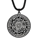 HAQUIL Stainless Steel Seal of The Seven Archangels Medallion Pendant Necklace, Box Chain, Jewelry Gift for Men and Women