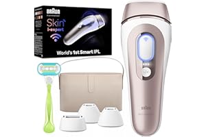 Braun Smart IPL, Vogue’s Best Hair Removal Device, Skin i·Expert Pro 7: at Home Laser Hair Removal, Permanent Visible Hair Reduction, Gift, Free App, Vanity Case, Venus Razor, 4 Smart Heads, IPL7387