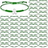 Sasylvia Mental Health Awareness Month Bracelets Gifts Adjustable Green Ribbon Bracelets for Men Women