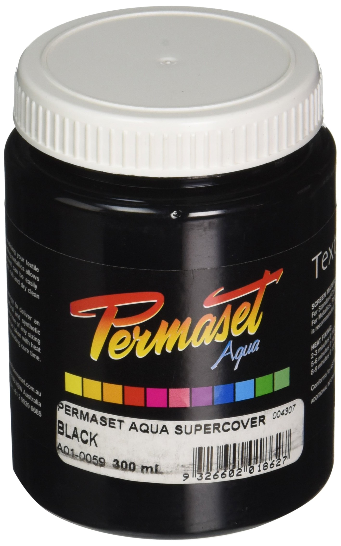 Permaset Aqua Standard 300ml Black - Screen Printing Ink for Fabric - Ideal Screen Printing Kit for Home Office, Starter Kit, Fabric Paint, Screen Printer and other Fabric Ink