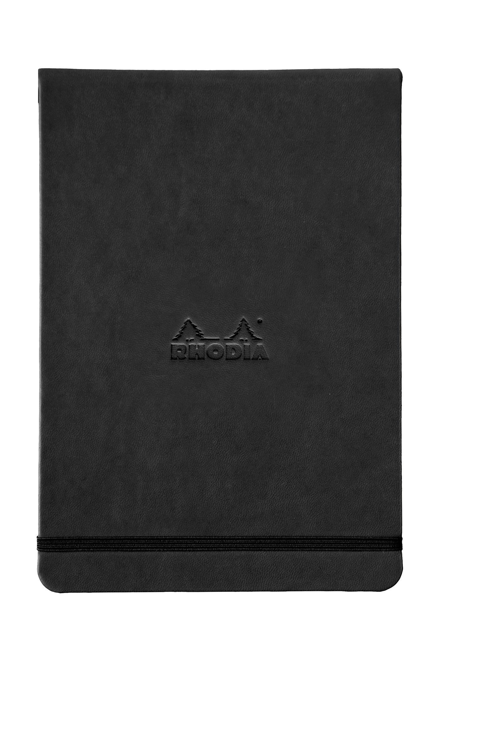 RHODIA 118349C - Hard Black Webnotepad Notebook - A5 - Lined - 192 Detachable Pages - Ivory Clairefontaine Paper 90 g/m - Bookmark, Elastic Closure - Faux Leather Cover - Rhodiarama — image 1